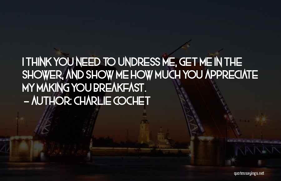 Charlie Cochet Quotes: I Think You Need To Undress Me, Get Me In The Shower, And Show Me How Much You Appreciate My