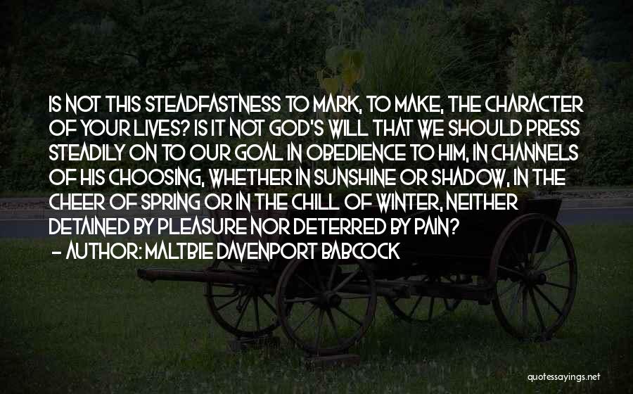 Maltbie Davenport Babcock Quotes: Is Not This Steadfastness To Mark, To Make, The Character Of Your Lives? Is It Not God's Will That We