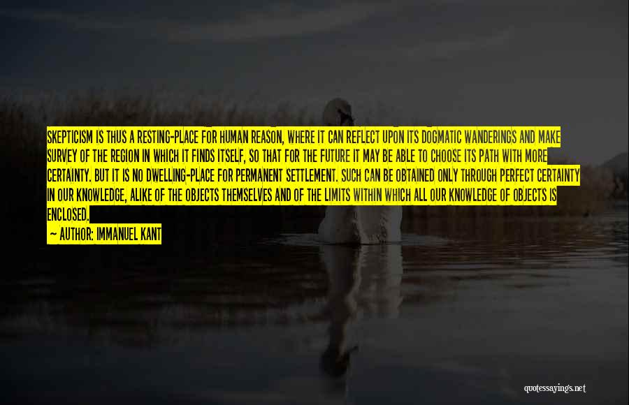 Immanuel Kant Quotes: Skepticism Is Thus A Resting-place For Human Reason, Where It Can Reflect Upon Its Dogmatic Wanderings And Make Survey Of