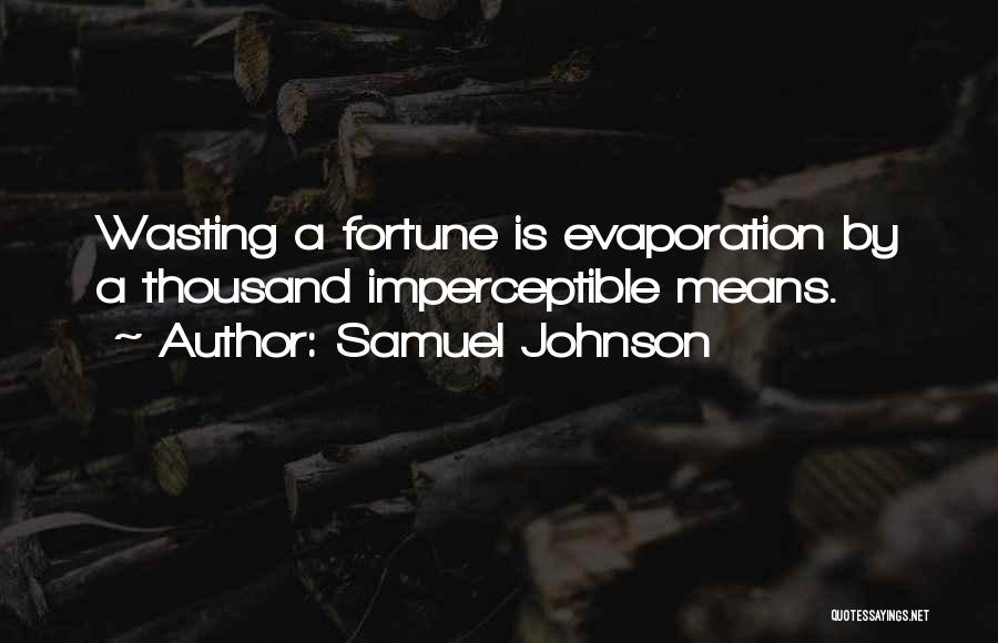 Samuel Johnson Quotes: Wasting A Fortune Is Evaporation By A Thousand Imperceptible Means.