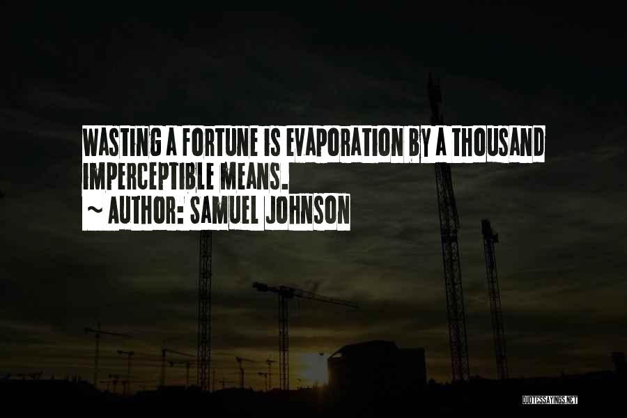 Samuel Johnson Quotes: Wasting A Fortune Is Evaporation By A Thousand Imperceptible Means.