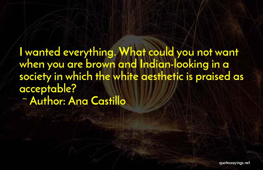 Ana Castillo Quotes: I Wanted Everything. What Could You Not Want When You Are Brown And Indian-looking In A Society In Which The