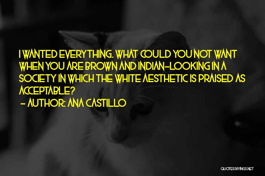 Ana Castillo Quotes: I Wanted Everything. What Could You Not Want When You Are Brown And Indian-looking In A Society In Which The
