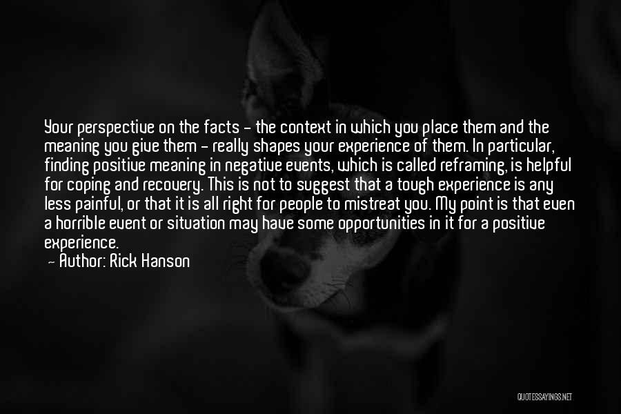 Rick Hanson Quotes: Your Perspective On The Facts - The Context In Which You Place Them And The Meaning You Give Them -