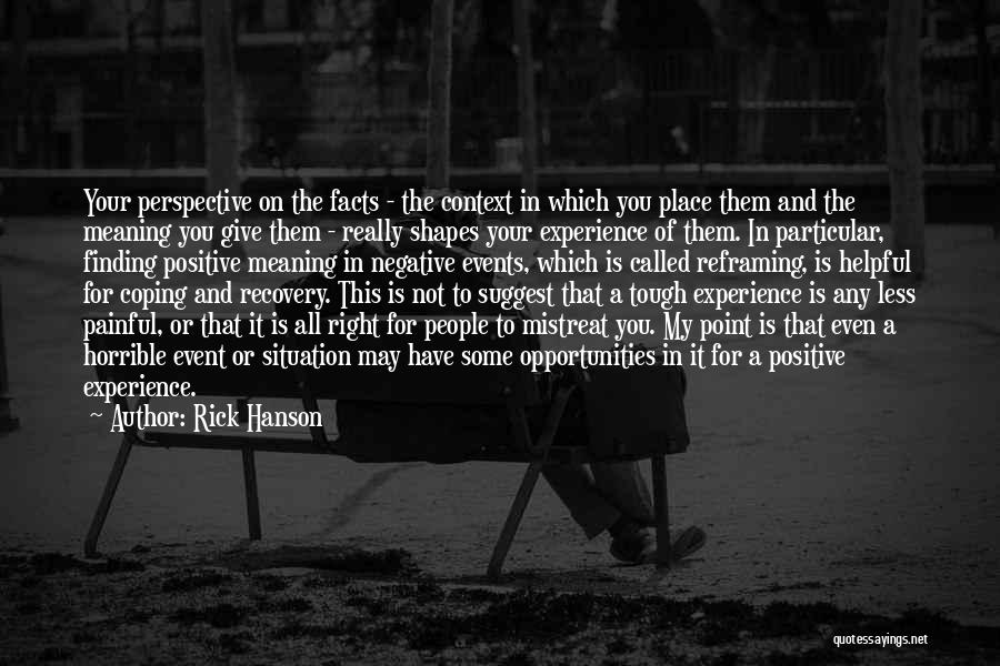 Rick Hanson Quotes: Your Perspective On The Facts - The Context In Which You Place Them And The Meaning You Give Them -