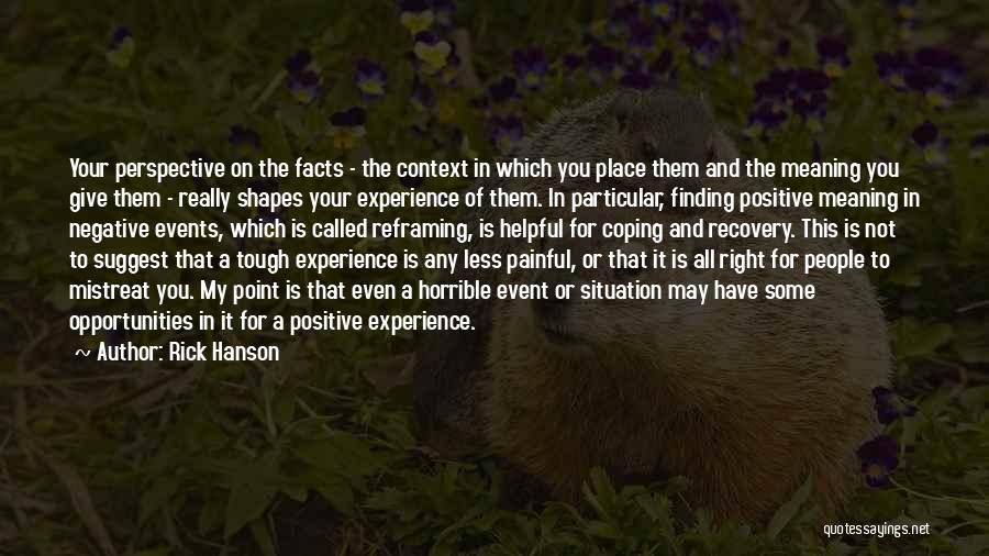 Rick Hanson Quotes: Your Perspective On The Facts - The Context In Which You Place Them And The Meaning You Give Them -