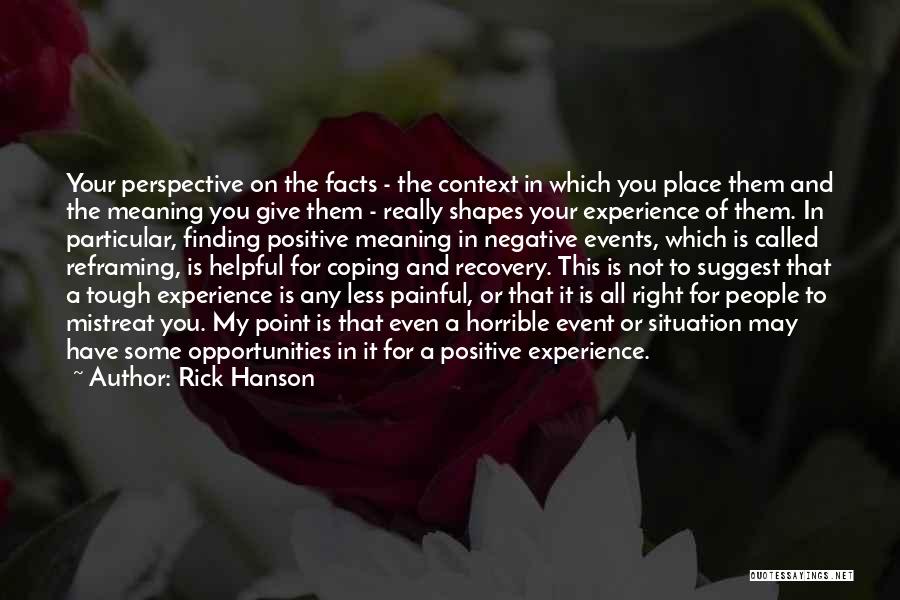 Rick Hanson Quotes: Your Perspective On The Facts - The Context In Which You Place Them And The Meaning You Give Them -