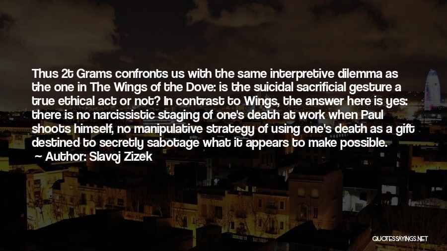 Slavoj Zizek Quotes: Thus 2t Grams Confronts Us With The Same Interpretive Dilemma As The One In The Wings Of The Dove: Is