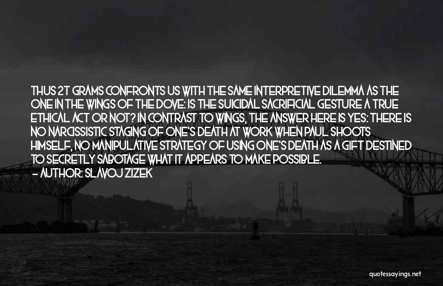 Slavoj Zizek Quotes: Thus 2t Grams Confronts Us With The Same Interpretive Dilemma As The One In The Wings Of The Dove: Is