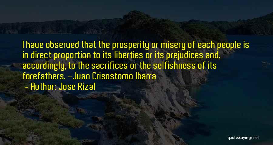 Jose Rizal Quotes: I Have Observed That The Prosperity Or Misery Of Each People Is In Direct Proportion To Its Liberties Or Its