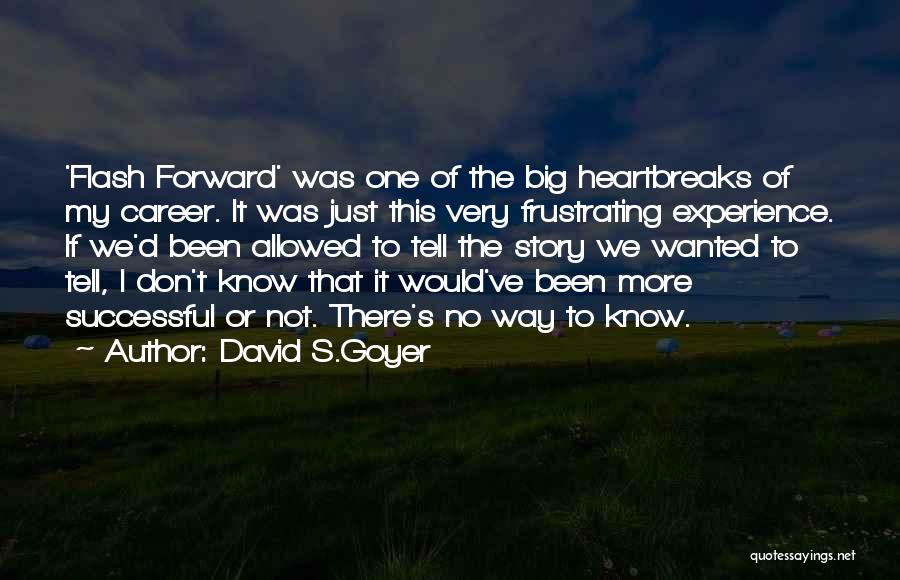 David S.Goyer Quotes: 'flash Forward' Was One Of The Big Heartbreaks Of My Career. It Was Just This Very Frustrating Experience. If We'd