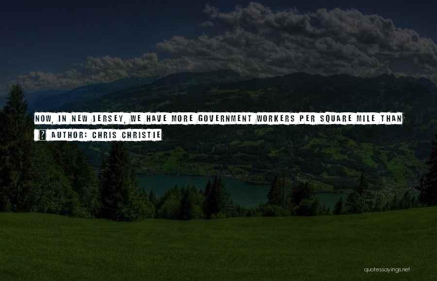 Chris Christie Quotes: Now, In New Jersey, We Have More Government Workers Per Square Mile Than Any State In America. But Since I've