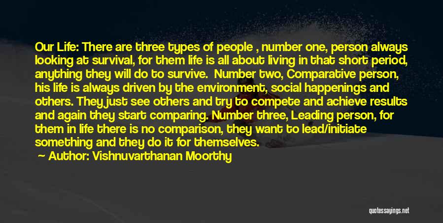 Vishnuvarthanan Moorthy Quotes: Our Life: There Are Three Types Of People , Number One, Person Always Looking At Survival, For Them Life Is