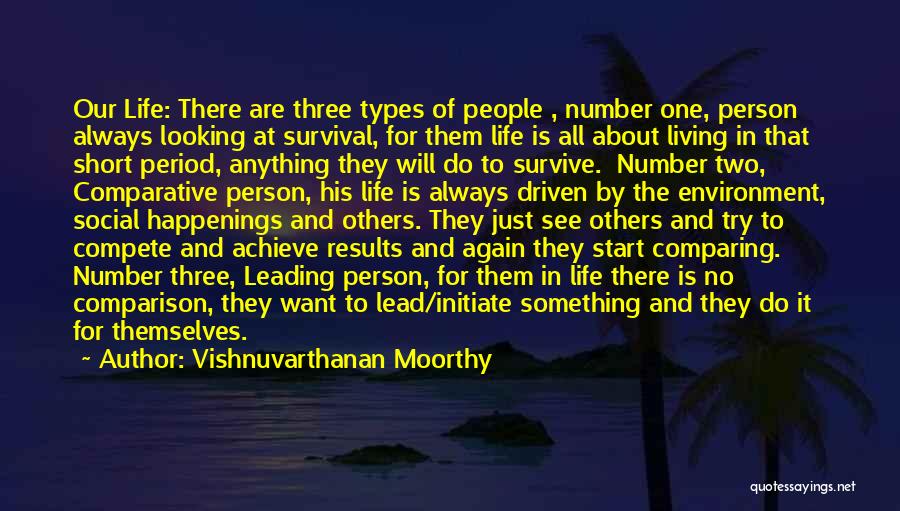 Vishnuvarthanan Moorthy Quotes: Our Life: There Are Three Types Of People , Number One, Person Always Looking At Survival, For Them Life Is