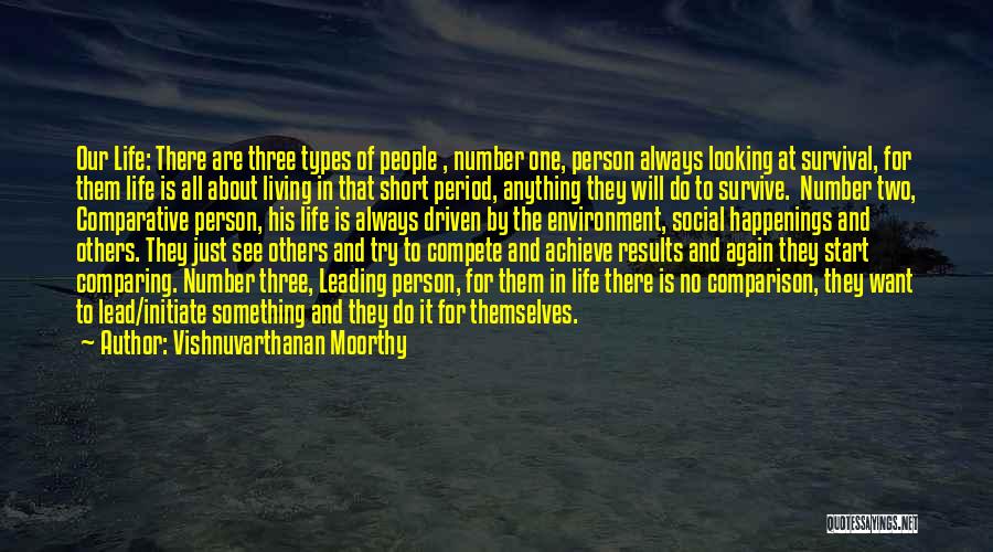 Vishnuvarthanan Moorthy Quotes: Our Life: There Are Three Types Of People , Number One, Person Always Looking At Survival, For Them Life Is