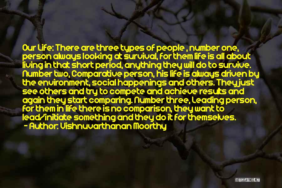 Vishnuvarthanan Moorthy Quotes: Our Life: There Are Three Types Of People , Number One, Person Always Looking At Survival, For Them Life Is