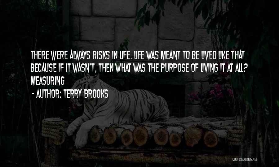 Terry Brooks Quotes: There Were Always Risks In Life. Life Was Meant To Be Lived Like That Because If It Wasn't, Then What