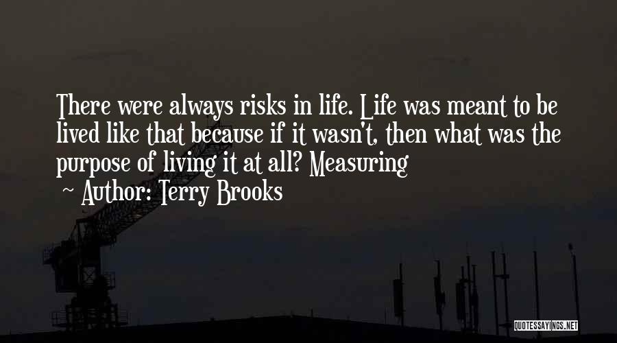 Terry Brooks Quotes: There Were Always Risks In Life. Life Was Meant To Be Lived Like That Because If It Wasn't, Then What