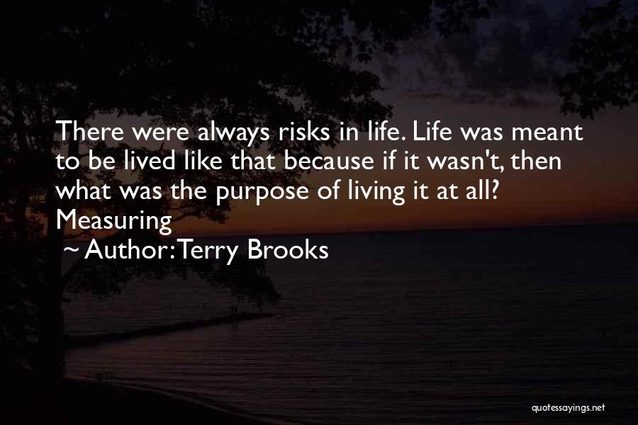 Terry Brooks Quotes: There Were Always Risks In Life. Life Was Meant To Be Lived Like That Because If It Wasn't, Then What