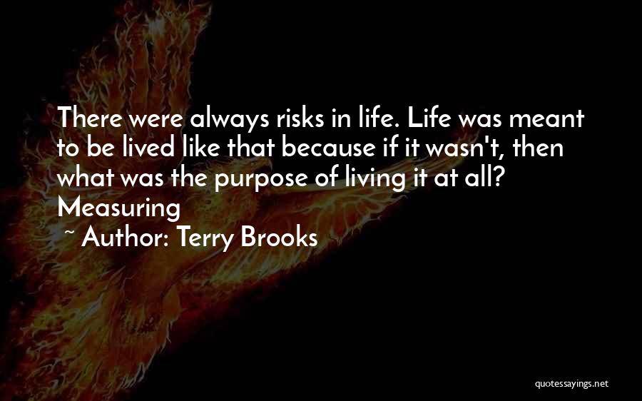 Terry Brooks Quotes: There Were Always Risks In Life. Life Was Meant To Be Lived Like That Because If It Wasn't, Then What