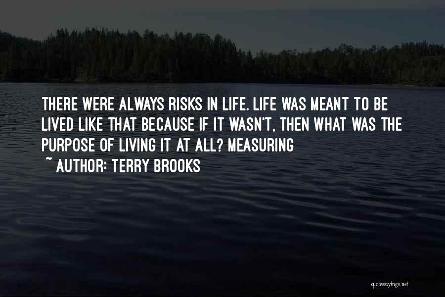 Terry Brooks Quotes: There Were Always Risks In Life. Life Was Meant To Be Lived Like That Because If It Wasn't, Then What