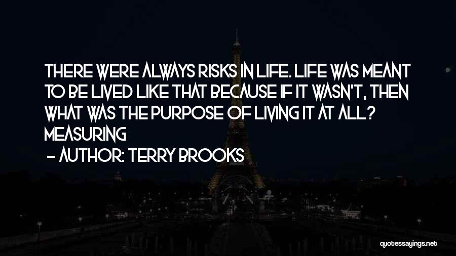 Terry Brooks Quotes: There Were Always Risks In Life. Life Was Meant To Be Lived Like That Because If It Wasn't, Then What