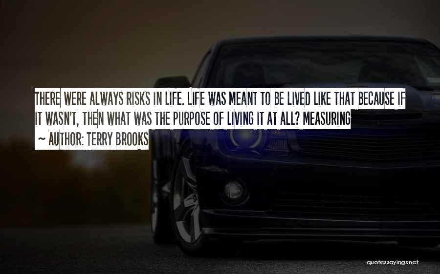 Terry Brooks Quotes: There Were Always Risks In Life. Life Was Meant To Be Lived Like That Because If It Wasn't, Then What