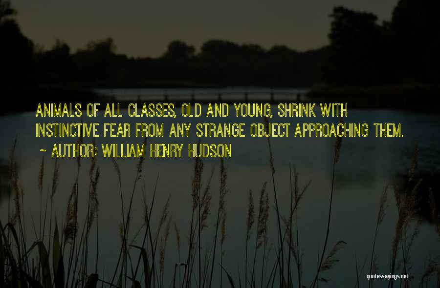 William Henry Hudson Quotes: Animals Of All Classes, Old And Young, Shrink With Instinctive Fear From Any Strange Object Approaching Them.