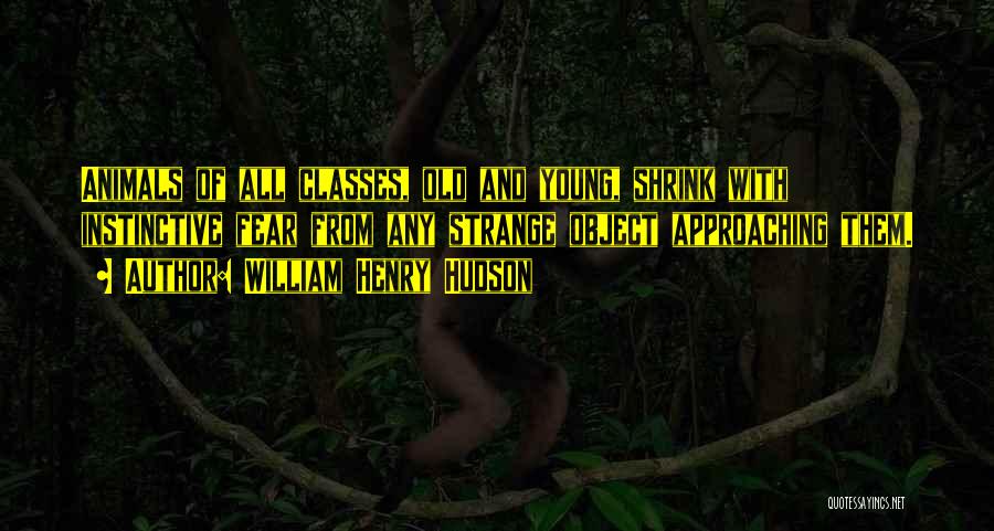 William Henry Hudson Quotes: Animals Of All Classes, Old And Young, Shrink With Instinctive Fear From Any Strange Object Approaching Them.