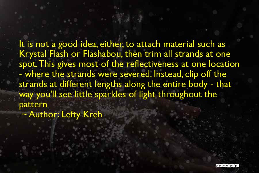 Lefty Kreh Quotes: It Is Not A Good Idea, Either, To Attach Material Such As Krystal Flash Or Flashabou, Then Trim All Strands