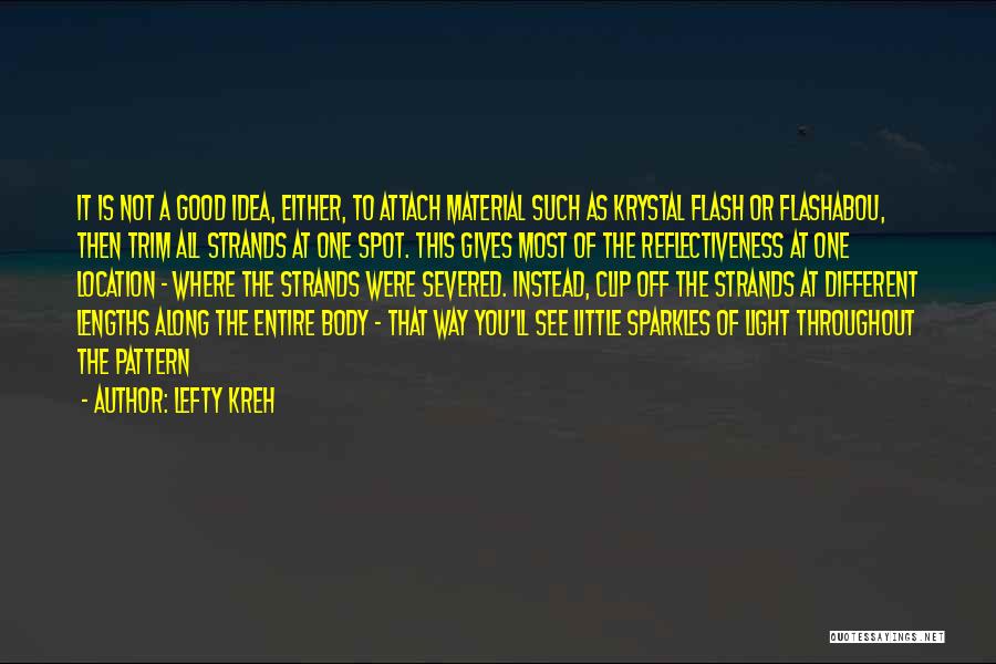 Lefty Kreh Quotes: It Is Not A Good Idea, Either, To Attach Material Such As Krystal Flash Or Flashabou, Then Trim All Strands