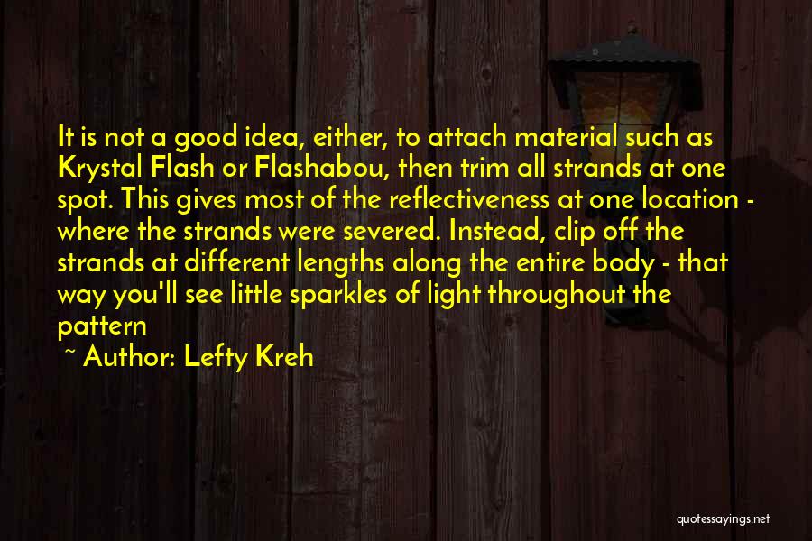 Lefty Kreh Quotes: It Is Not A Good Idea, Either, To Attach Material Such As Krystal Flash Or Flashabou, Then Trim All Strands
