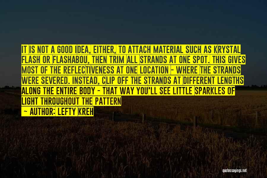 Lefty Kreh Quotes: It Is Not A Good Idea, Either, To Attach Material Such As Krystal Flash Or Flashabou, Then Trim All Strands