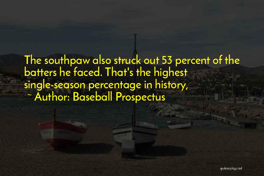 Baseball Prospectus Quotes: The Southpaw Also Struck Out 53 Percent Of The Batters He Faced. That's The Highest Single-season Percentage In History,
