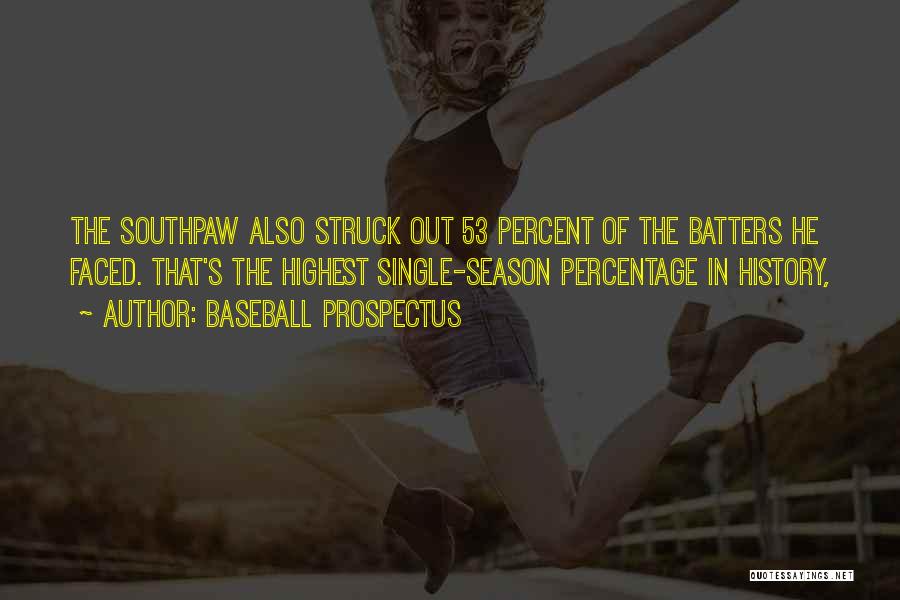 Baseball Prospectus Quotes: The Southpaw Also Struck Out 53 Percent Of The Batters He Faced. That's The Highest Single-season Percentage In History,