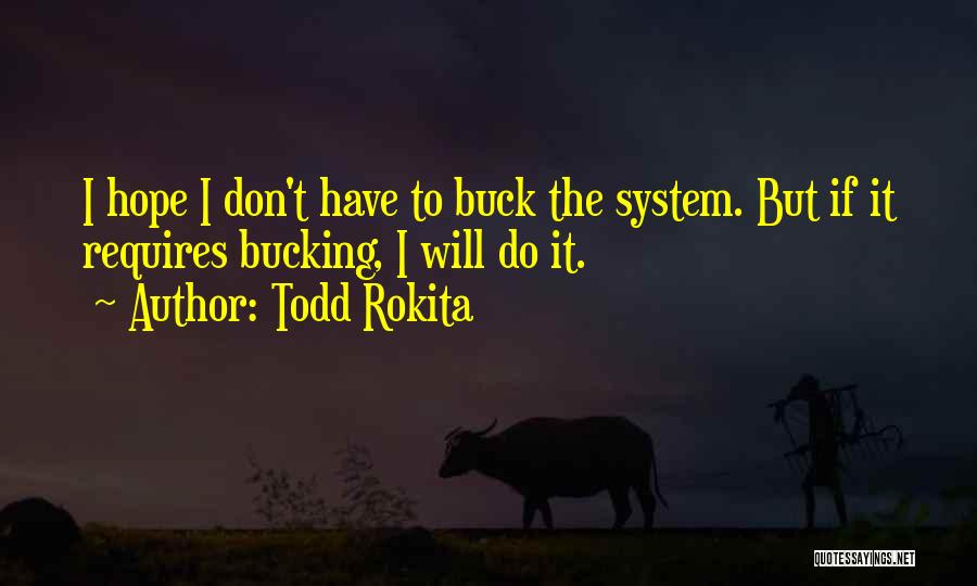 Todd Rokita Quotes: I Hope I Don't Have To Buck The System. But If It Requires Bucking, I Will Do It.