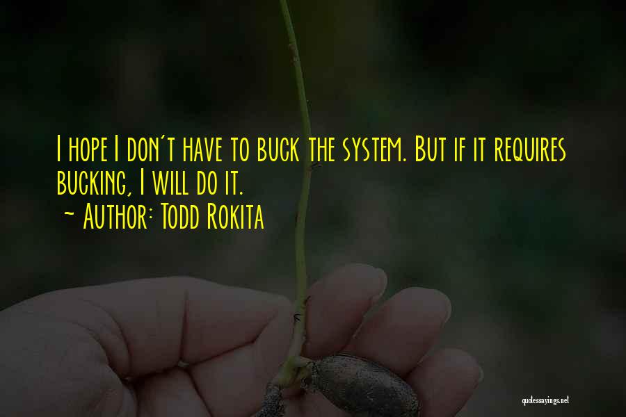 Todd Rokita Quotes: I Hope I Don't Have To Buck The System. But If It Requires Bucking, I Will Do It.