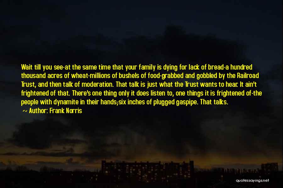 Frank Norris Quotes: Wait Till You See-at The Same Time That Your Family Is Dying For Lack Of Bread-a Hundred Thousand Acres Of