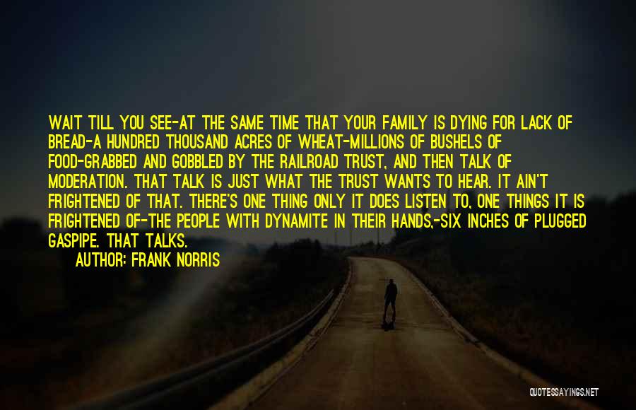 Frank Norris Quotes: Wait Till You See-at The Same Time That Your Family Is Dying For Lack Of Bread-a Hundred Thousand Acres Of
