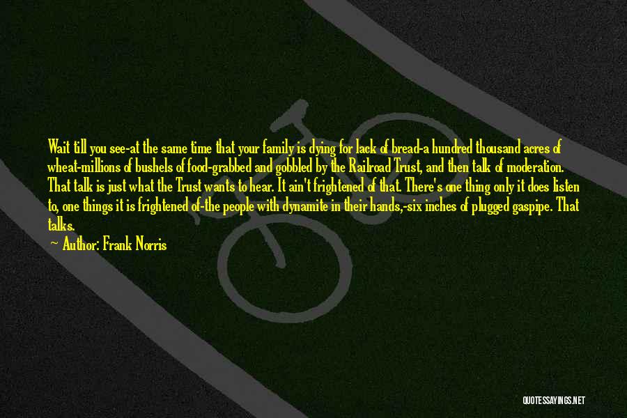 Frank Norris Quotes: Wait Till You See-at The Same Time That Your Family Is Dying For Lack Of Bread-a Hundred Thousand Acres Of