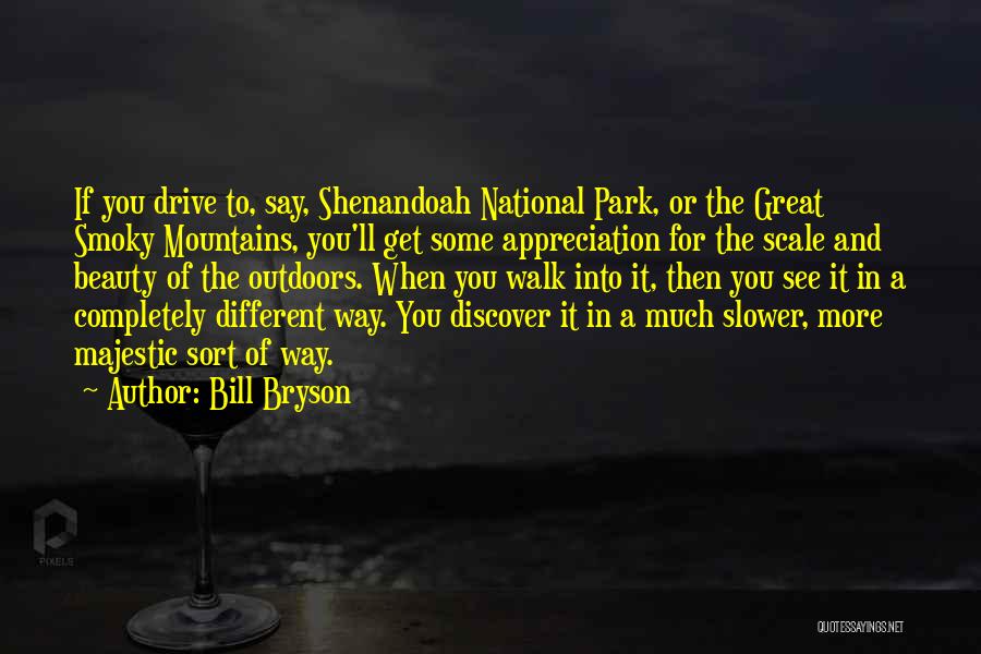 Bill Bryson Quotes: If You Drive To, Say, Shenandoah National Park, Or The Great Smoky Mountains, You'll Get Some Appreciation For The Scale