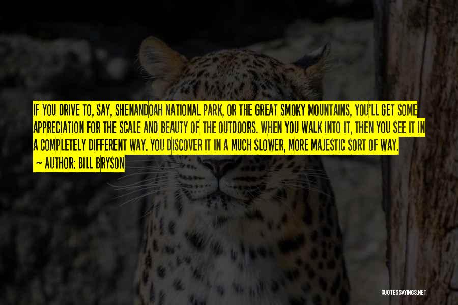 Bill Bryson Quotes: If You Drive To, Say, Shenandoah National Park, Or The Great Smoky Mountains, You'll Get Some Appreciation For The Scale