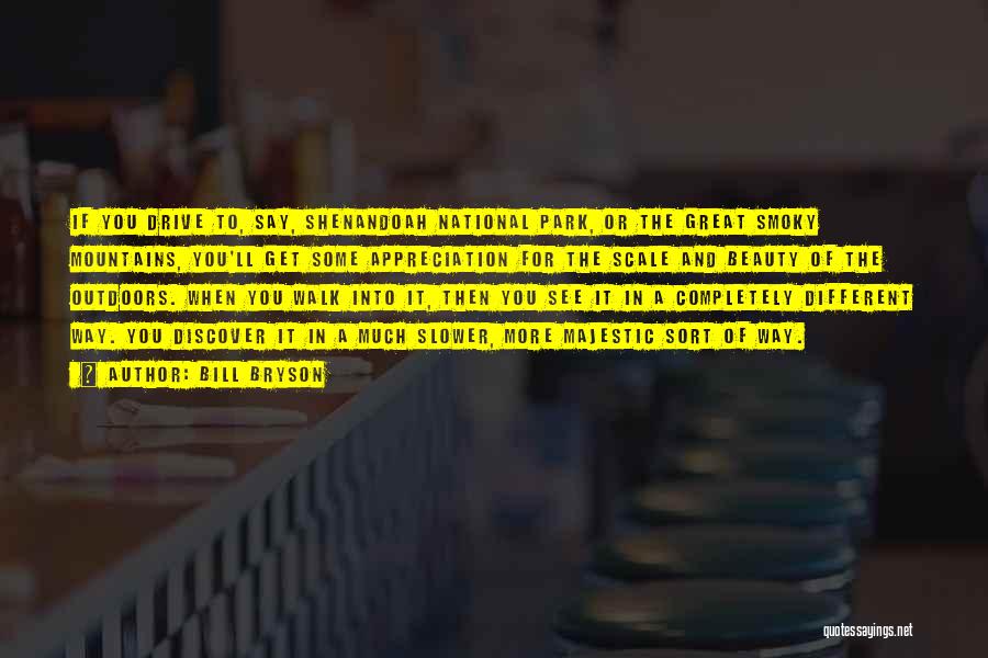 Bill Bryson Quotes: If You Drive To, Say, Shenandoah National Park, Or The Great Smoky Mountains, You'll Get Some Appreciation For The Scale