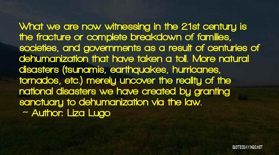 Liza Lugo Quotes: What We Are Now Witnessing In The 21st Century Is The Fracture Or Complete Breakdown Of Families, Societies, And Governments