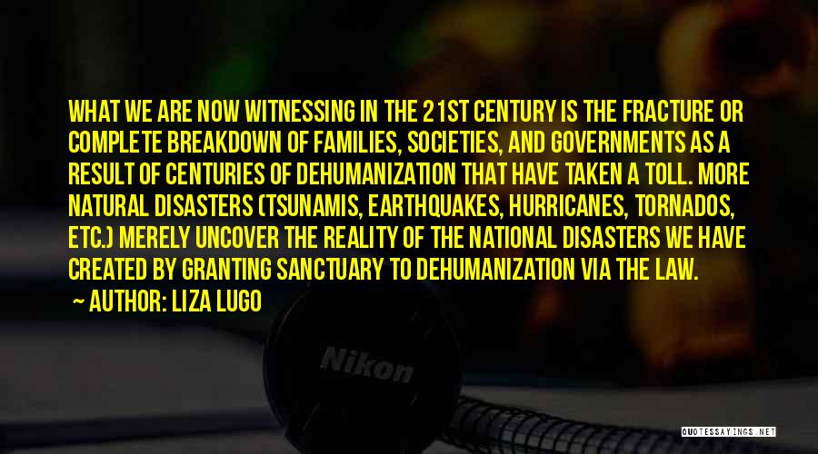 Liza Lugo Quotes: What We Are Now Witnessing In The 21st Century Is The Fracture Or Complete Breakdown Of Families, Societies, And Governments