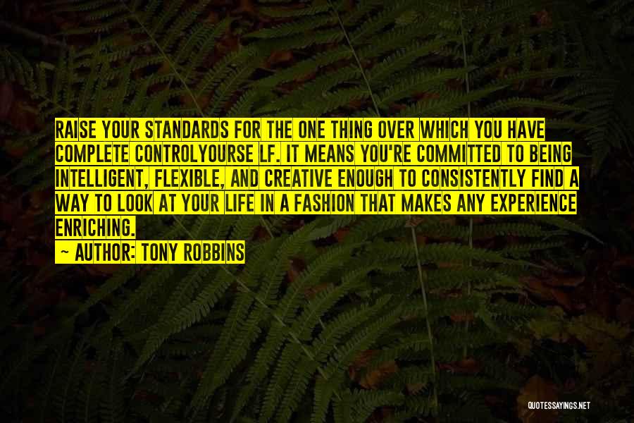 Tony Robbins Quotes: Raise Your Standards For The One Thing Over Which You Have Complete Controlyourse Lf. It Means You're Committed To Being
