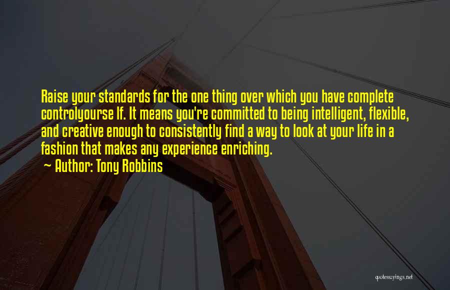 Tony Robbins Quotes: Raise Your Standards For The One Thing Over Which You Have Complete Controlyourse Lf. It Means You're Committed To Being