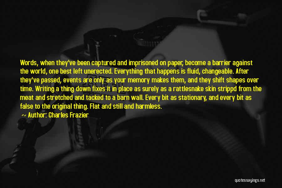 Charles Frazier Quotes: Words, When They've Been Captured And Imprisoned On Paper, Become A Barrier Against The World, One Best Left Unerected. Everything