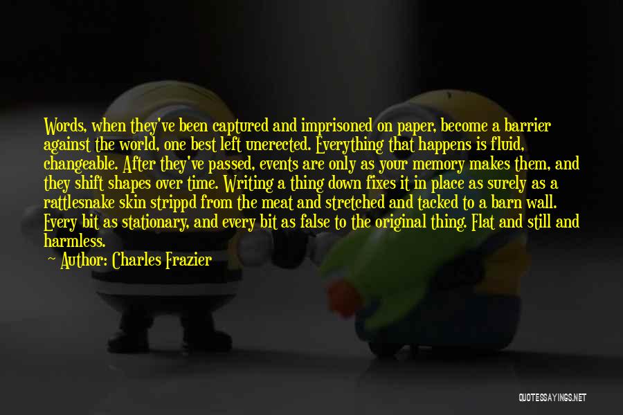 Charles Frazier Quotes: Words, When They've Been Captured And Imprisoned On Paper, Become A Barrier Against The World, One Best Left Unerected. Everything