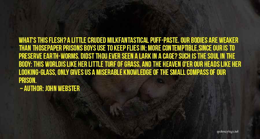 John Webster Quotes: What's This Flesh? A Little Cruded Milkfantastical Puff-paste. Our Bodies Are Weaker Than Thosepaper Prisons Boys Use To Keep Flies